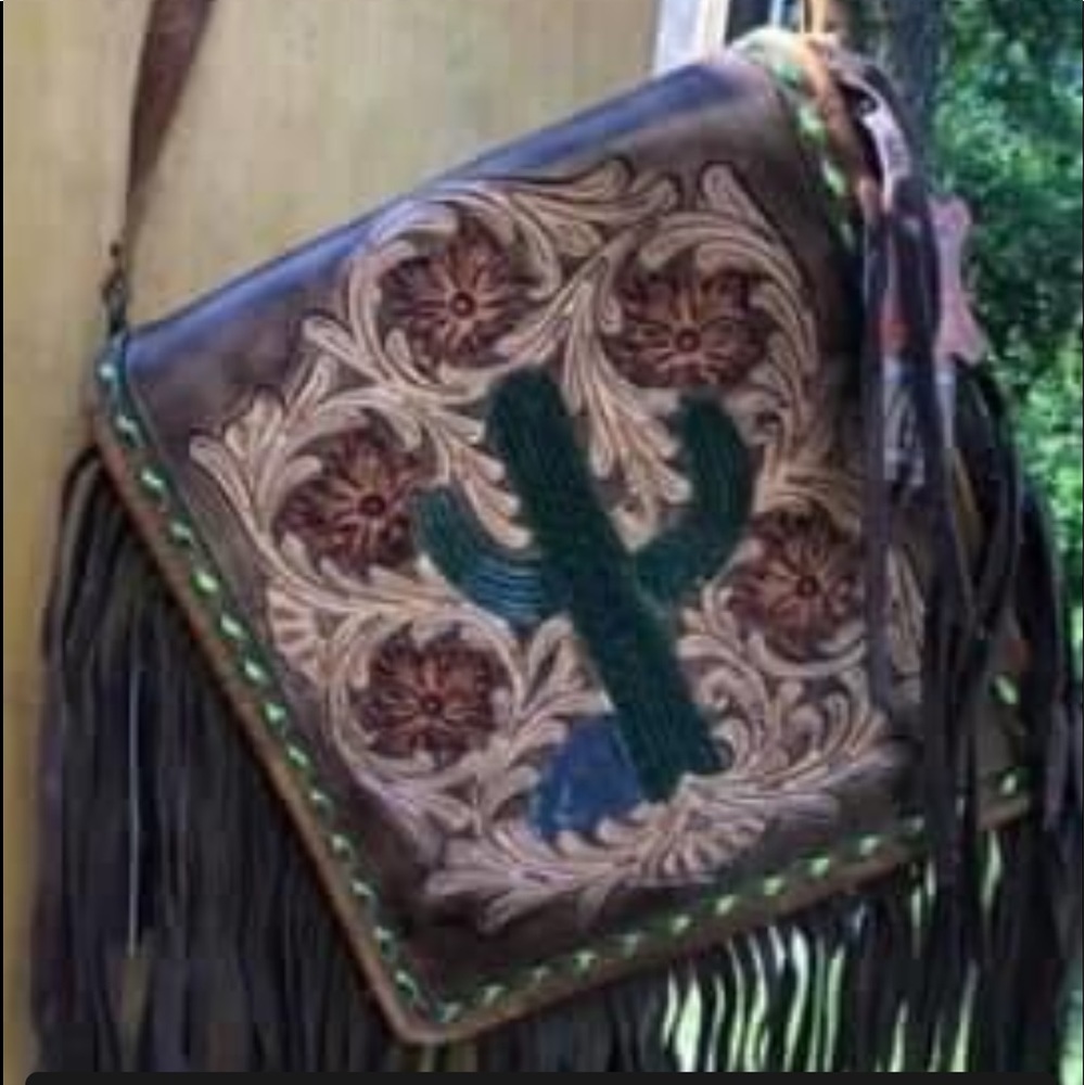 American Darling Leather Cactus Purse